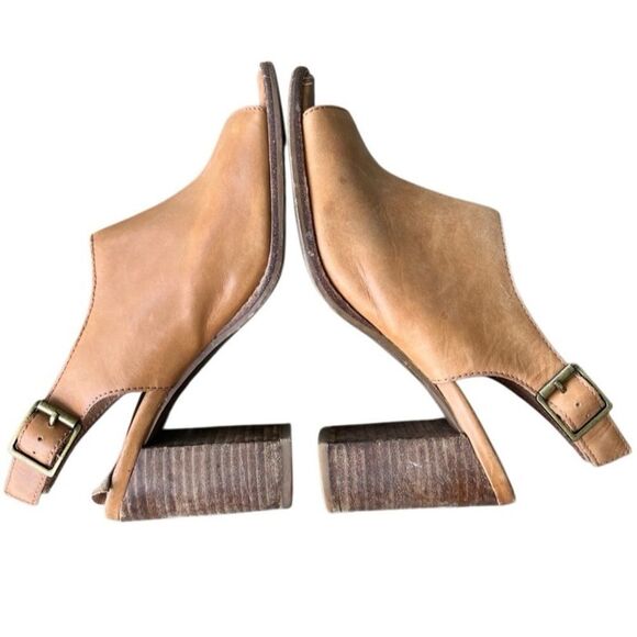 Madewell Tan Leather Peep-Toe Slingback Block Heel Sandals | Size 37 (6.5–7) - Picture 4 of 13